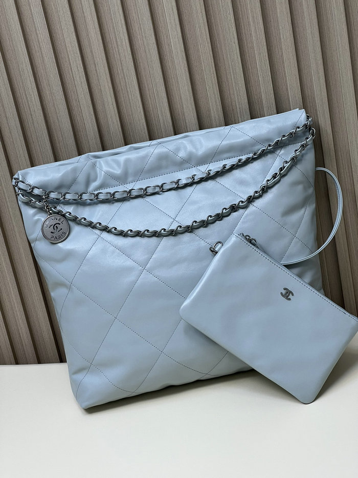 Chanel Shiny Calfskin Handbag Blue AS3261