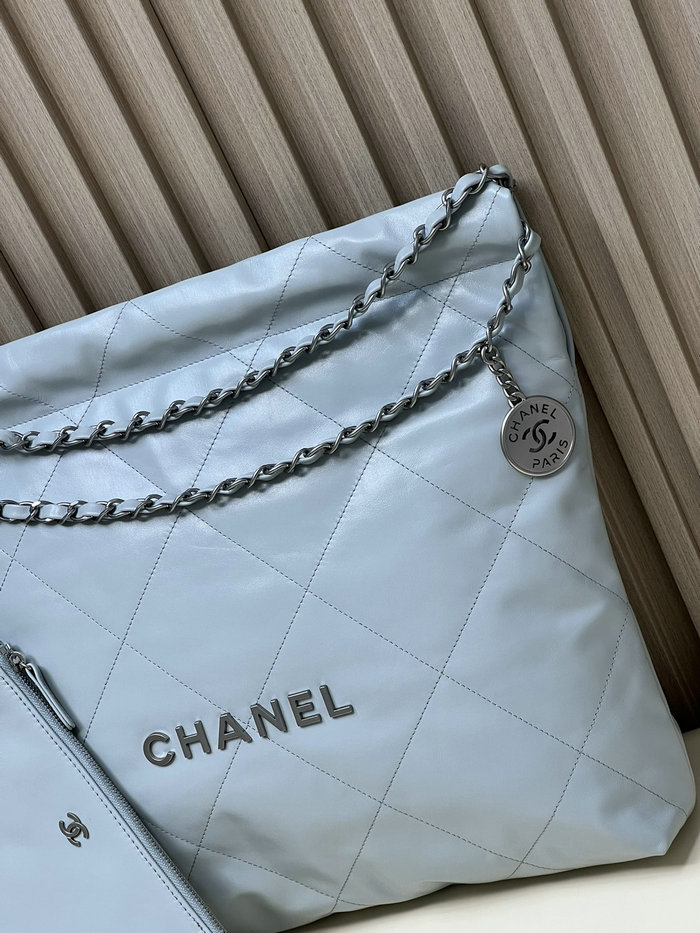 Chanel Shiny Calfskin Handbag Blue AS3261