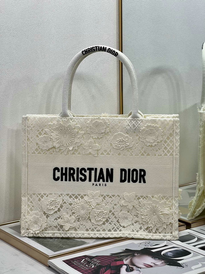 Dior Embroidered Canvas Book Tote White M1286609