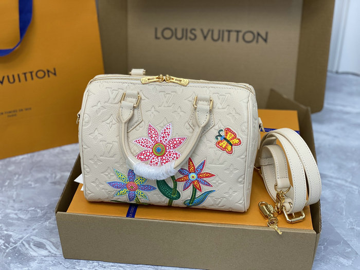 LV x YK Speedy Bandouliere 25 Cream M46415