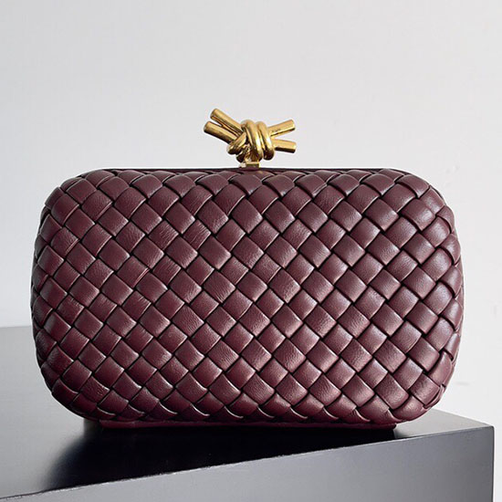 Bottega Veneta Classic Knot Clutch Burgundy B717622