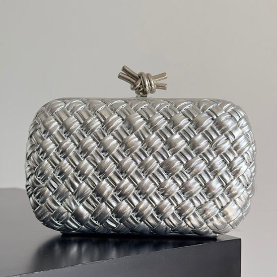 Bottega Veneta Knot Clutch Silver B717622