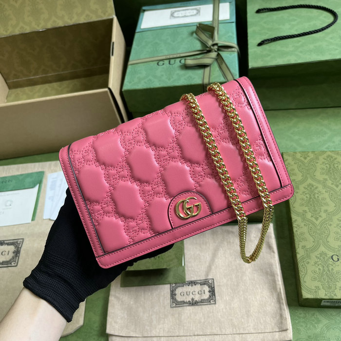 Gucci leather chain wallet pink 723787