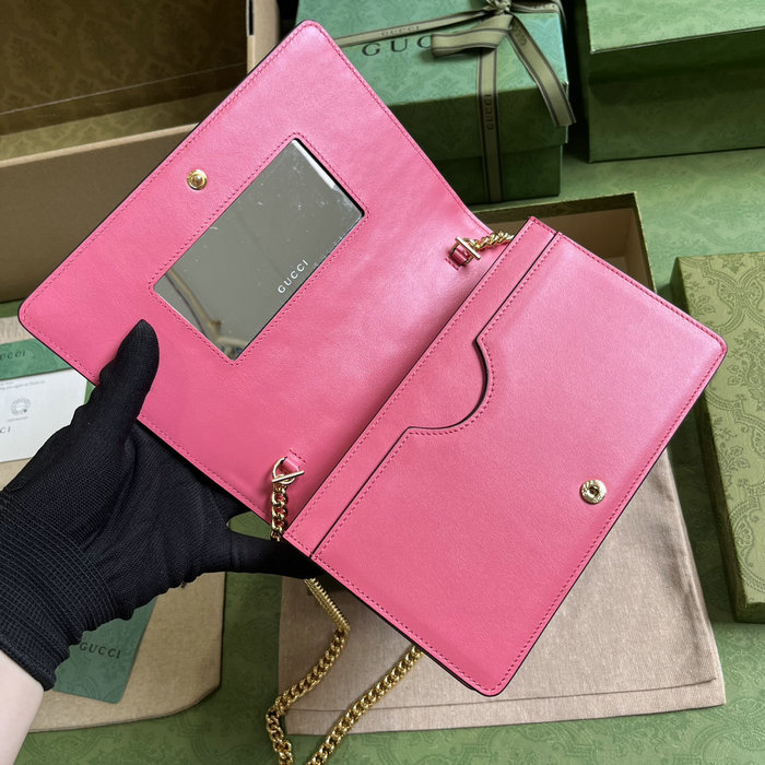 Gucci leather chain wallet pink 723787