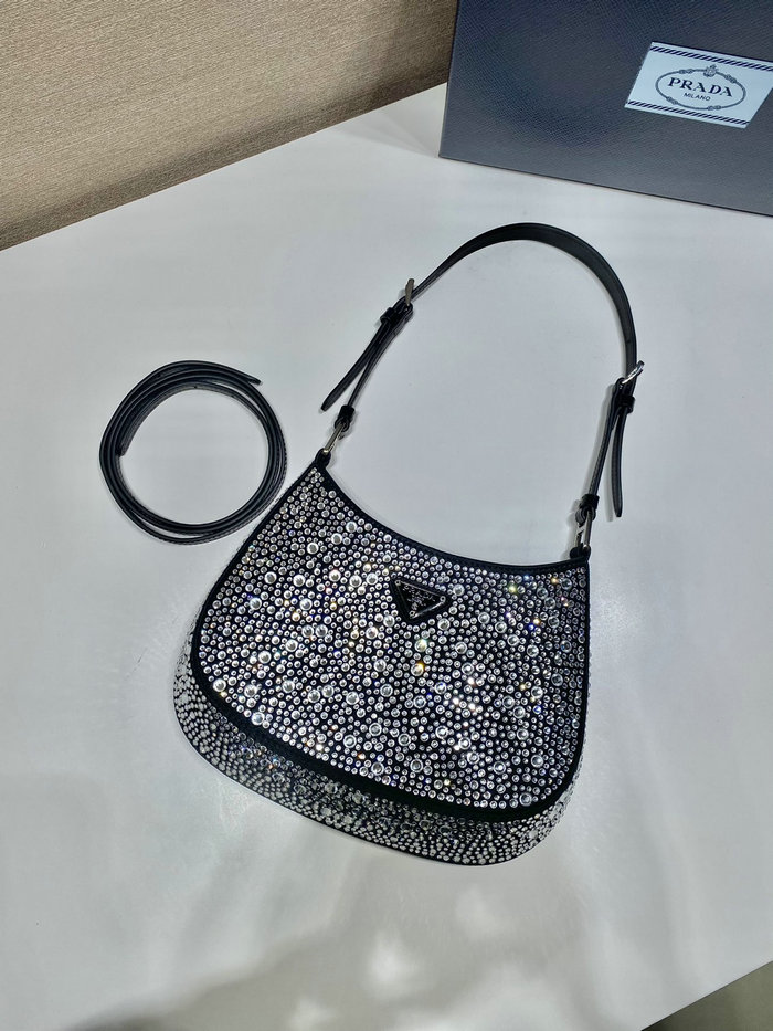 Prada Cleo satin bag with crystals Black 1BC169