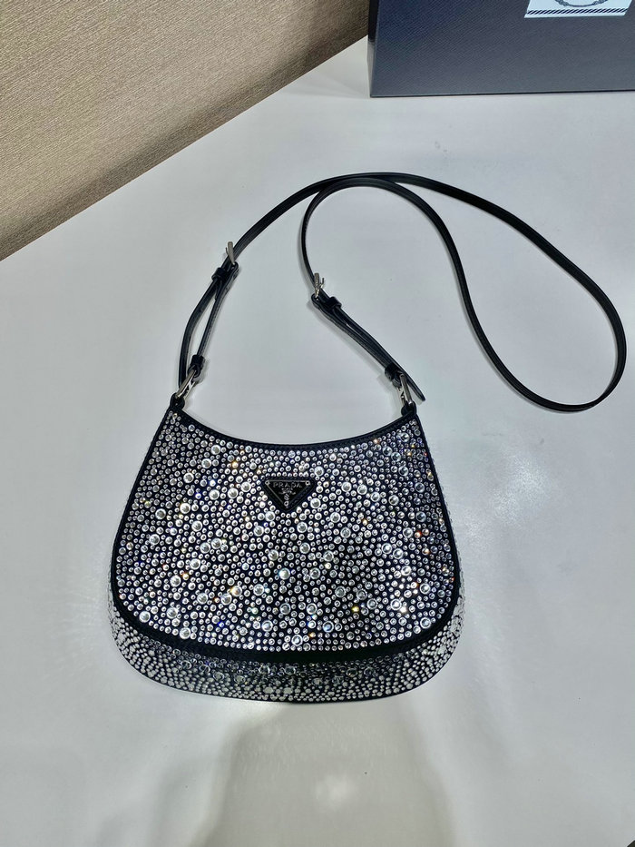 Prada Cleo satin bag with crystals Black 1BC169