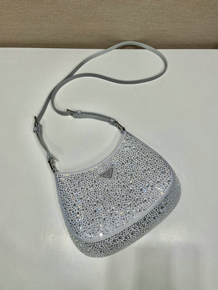 Prada Cleo satin bag with crystals Blue 1BC169