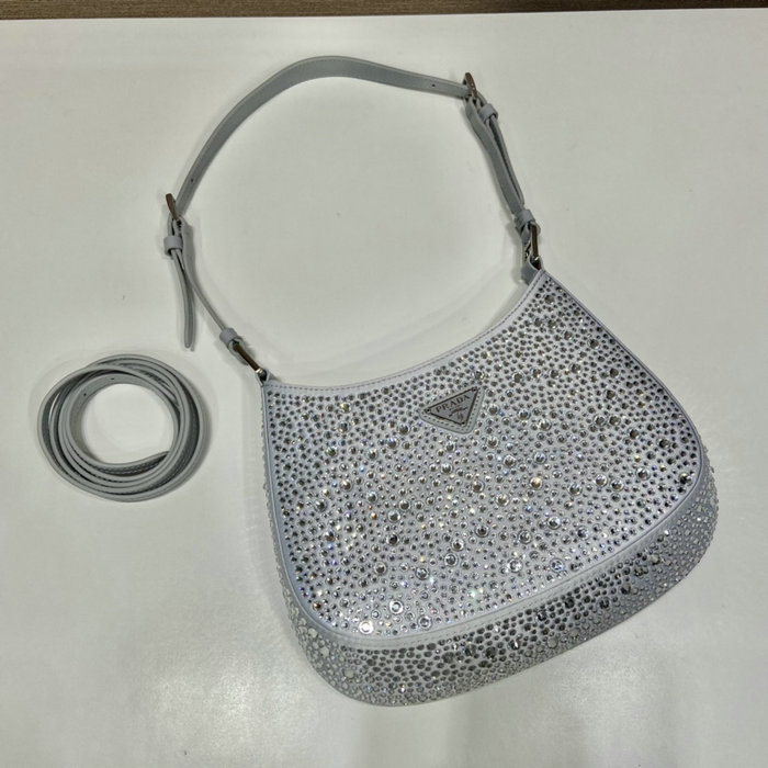 Prada Cleo satin bag with crystals Blue 1BC169