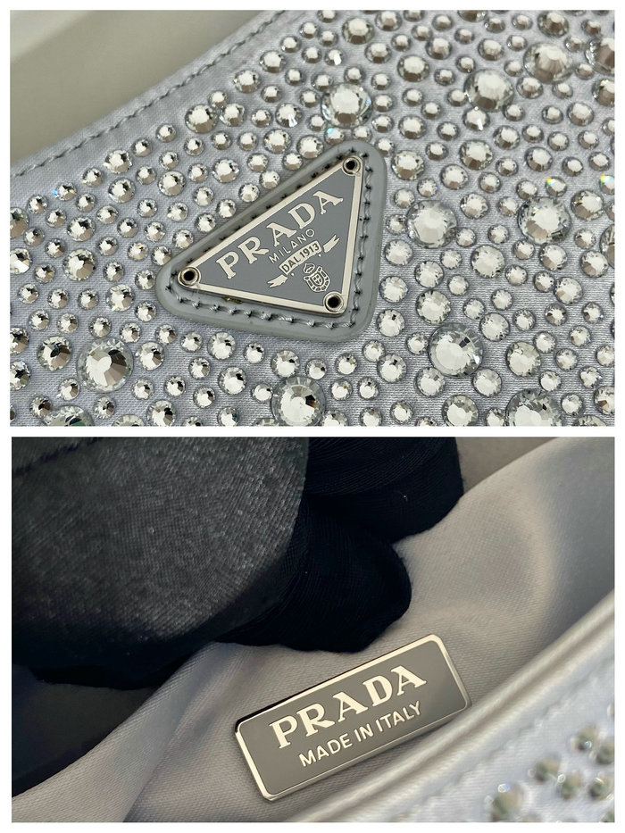 Prada Cleo satin bag with crystals Blue 1BC169