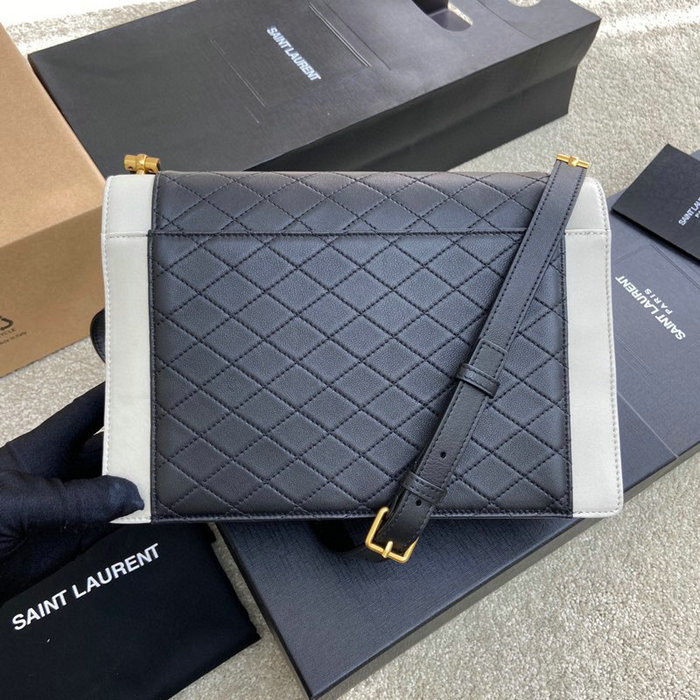 Saint Laurent Lambskin Gaby Satchel Black and White 668863