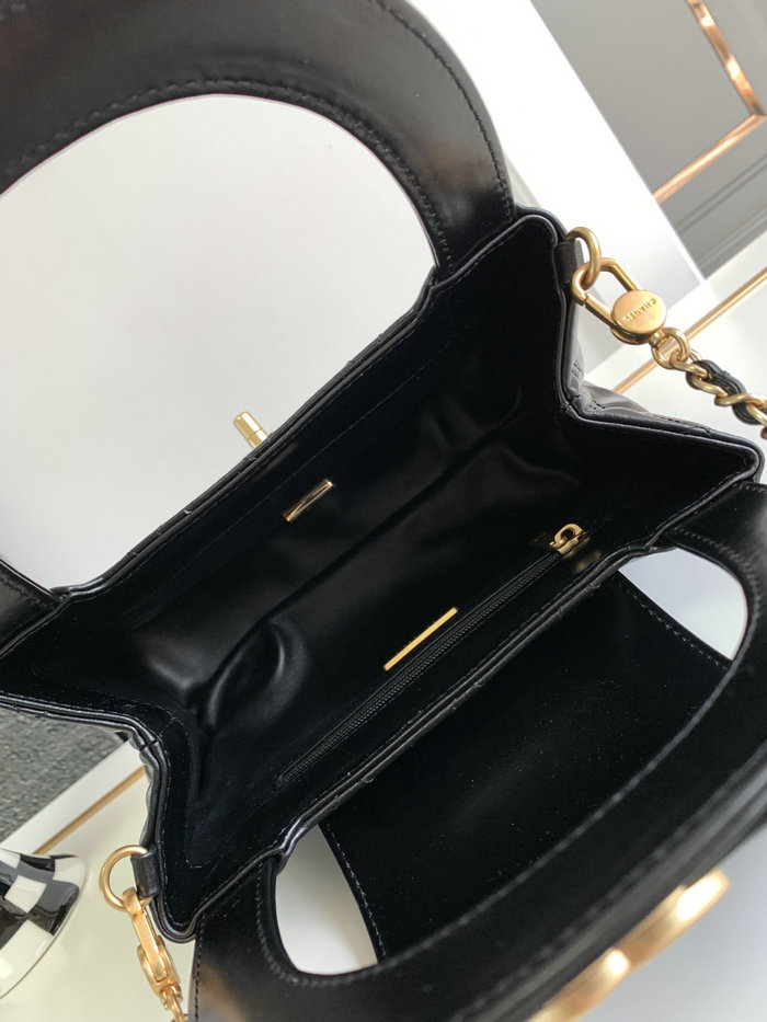 Chanel Shiny Calfskin Top Handle Bag Black AS3970