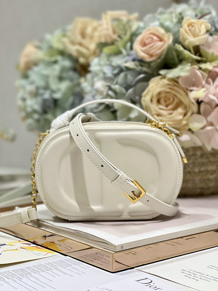 Dior CD Signature Oval Camera Bag White S2201