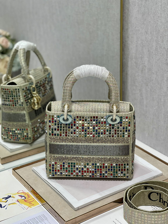 Medium Lady Embroidered Canvas D-lite Bag DM0552