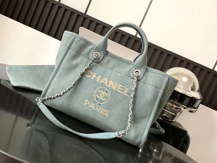 Small Chanel Denim Shopping Bag AS06281