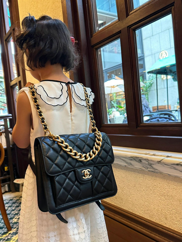 Chanel Aged Calfskin Flap Bag Black AS4031