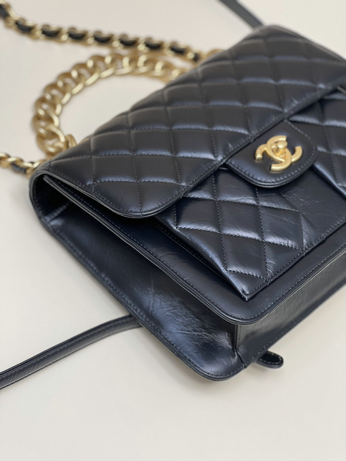 Chanel Aged Calfskin Flap Bag Black AS4031