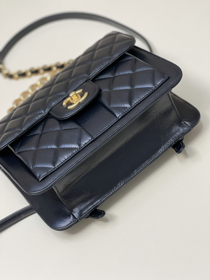 Chanel Aged Calfskin Flap Bag Black AS4031