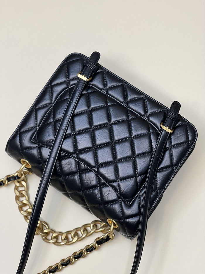 Chanel Aged Calfskin Flap Bag Black AS4031