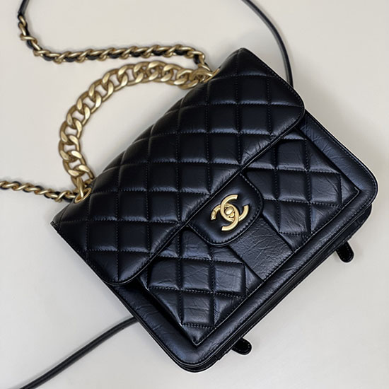 Chanel Aged Calfskin Flap Bag Black AS4031