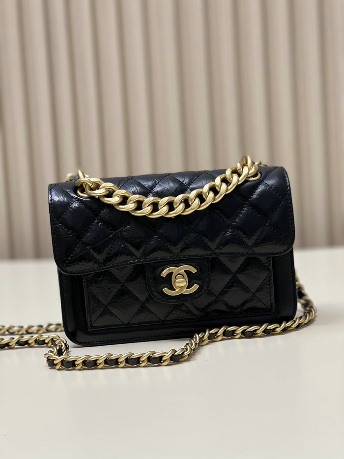 Chanel Aged Calfskin Mini Flap Bag Black AS4051