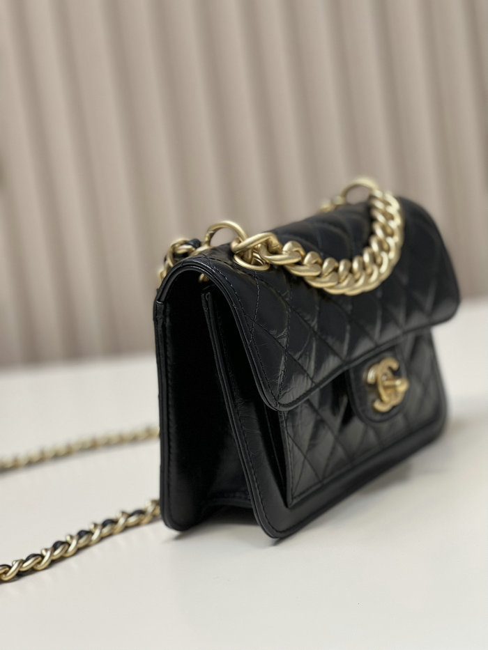 Chanel Aged Calfskin Mini Flap Bag Black AS4051
