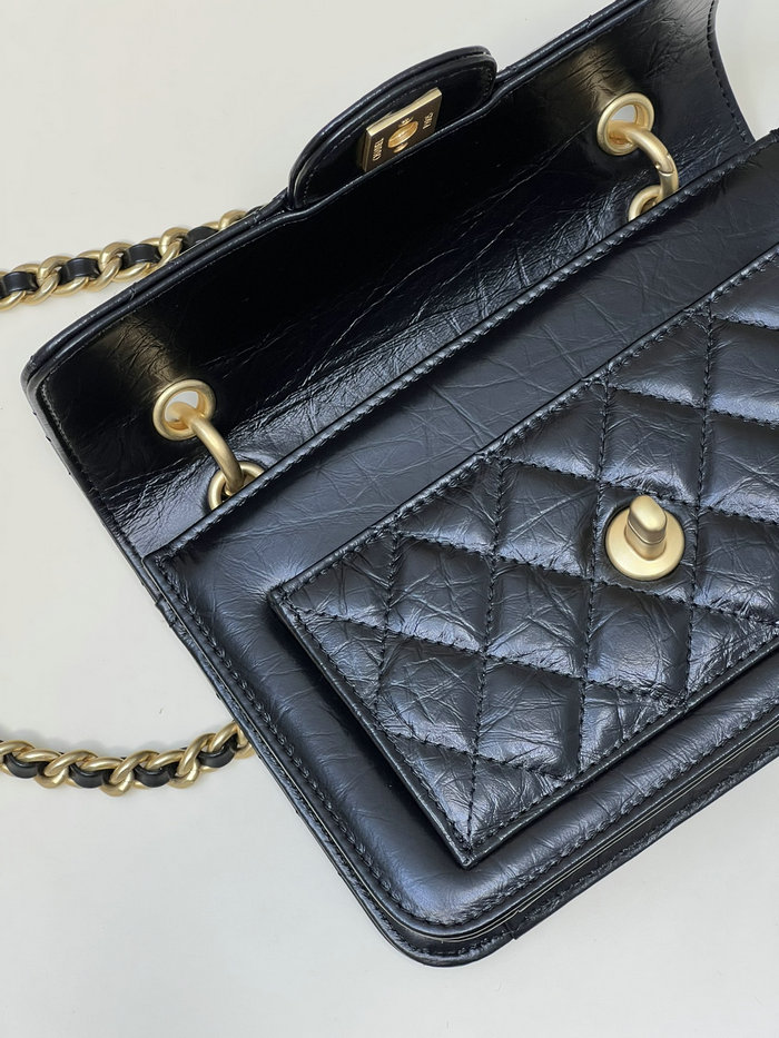 Chanel Aged Calfskin Mini Flap Bag Black AS4051