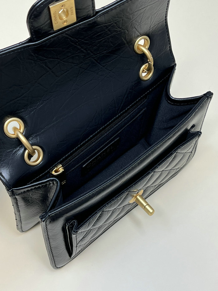 Chanel Aged Calfskin Mini Flap Bag Black AS4051
