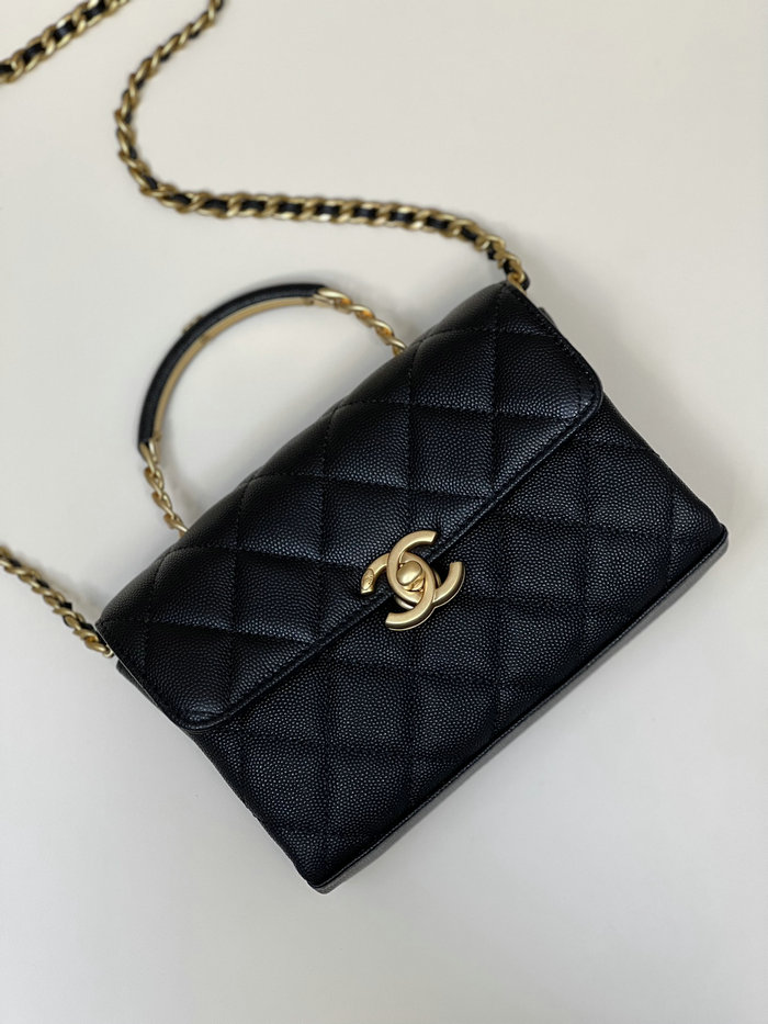 Chanel Grained Calfskin Flap Bag Black AS3982