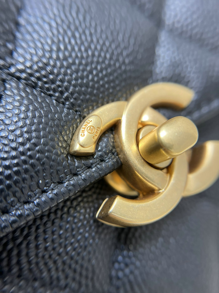 Chanel Grained Calfskin Flap Bag Black AS3982