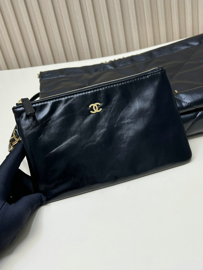 Chanel Shiny Calfskin Handbag Black AS3261