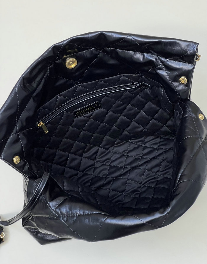 Chanel Shiny Calfskin Handbag Black AS3261