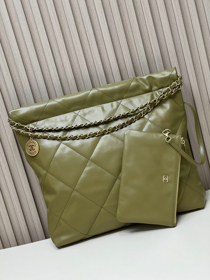 Chanel Shiny Calfskin Handbag Green AS3261