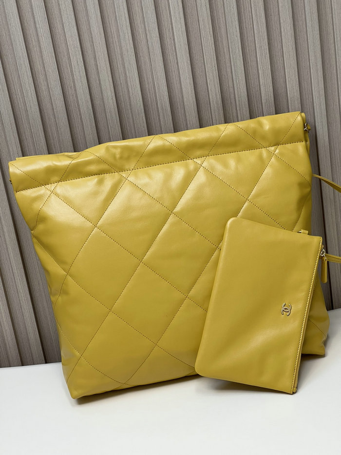 Chanel Shiny Calfskin Handbag Yellow AS3261