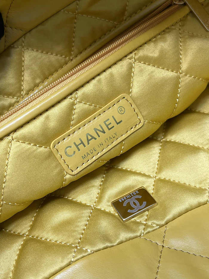 Chanel Shiny Calfskin Handbag Yellow AS3261