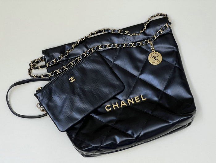 Chanel Shiny Calfskin Small Handbag Black AS3260