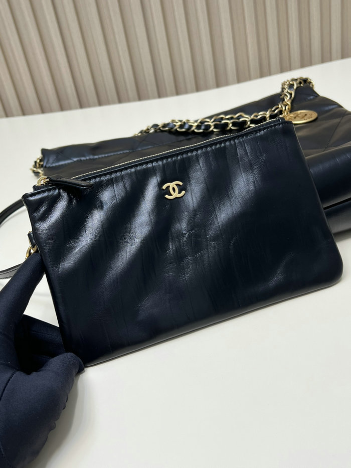 Chanel Shiny Calfskin Small Handbag Black AS3260
