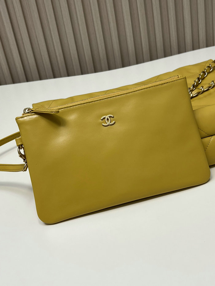 Chanel Shiny Calfskin Small Handbag Yellow AS3260