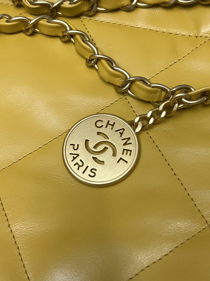 Chanel Shiny Calfskin Small Handbag Yellow AS3260