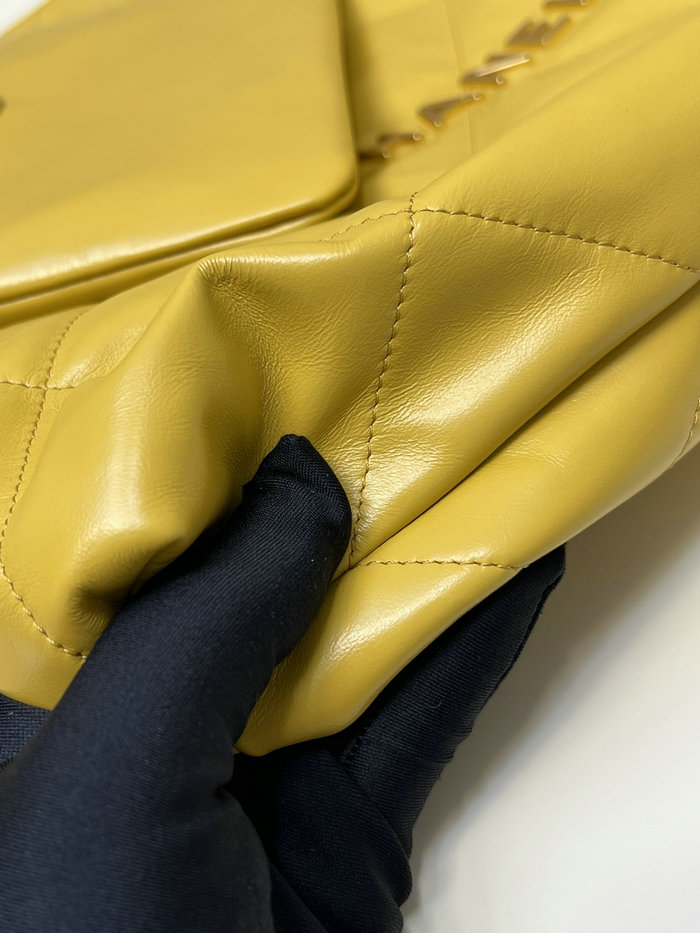 Chanel Shiny Calfskin Small Handbag Yellow AS3260