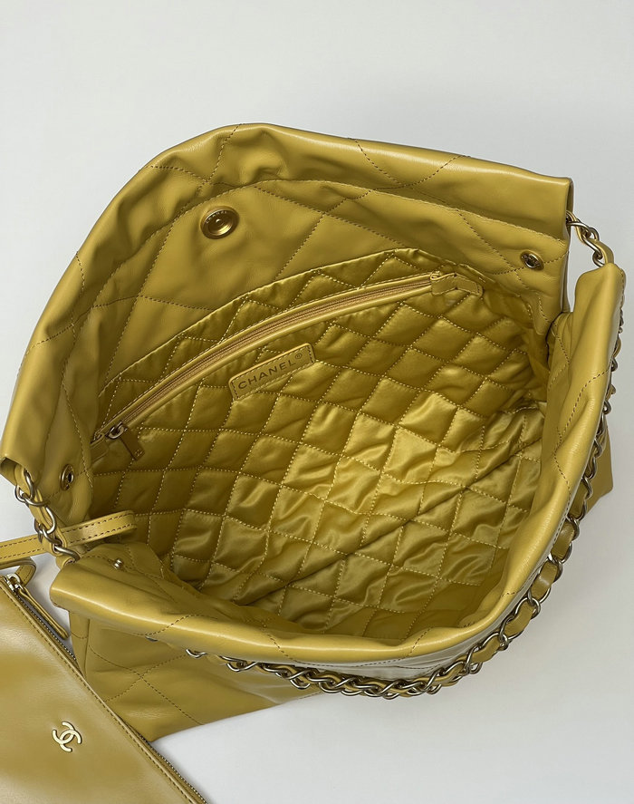 Chanel Shiny Calfskin Small Handbag Yellow AS3260