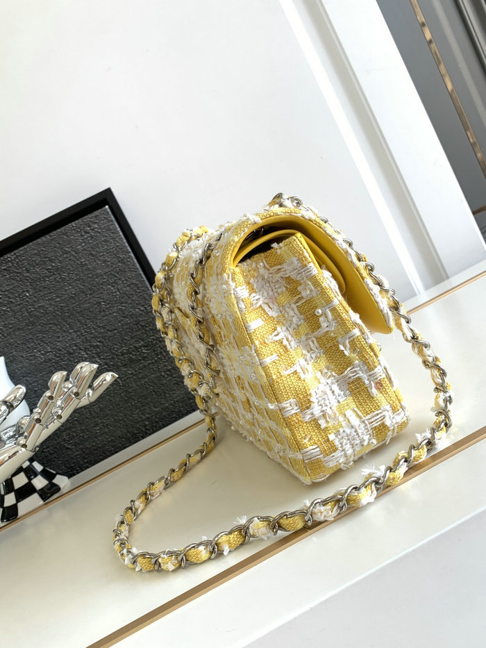 Chanel Tweed Medium Flap Bag Yellow CF1112