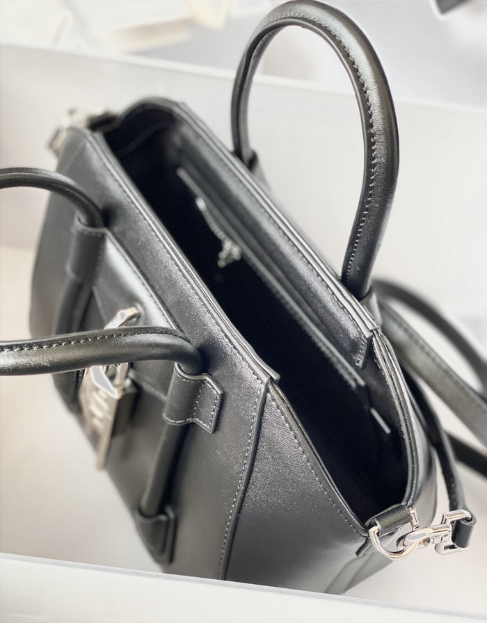 Givenchy Mini Antigona Lock Leather Satchel Black with Silver G199115