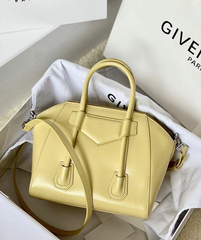 Givenchy Mini Antigona Lock Leather Satchel Yellow G199115