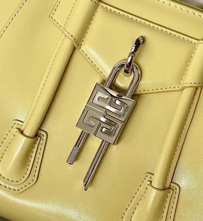 Givenchy Mini Antigona Lock Leather Satchel Yellow G199115