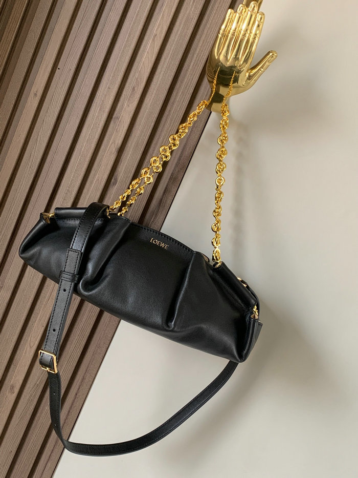 Loewe Paseo Small Leather Chain Shoulder Bag Black L9022