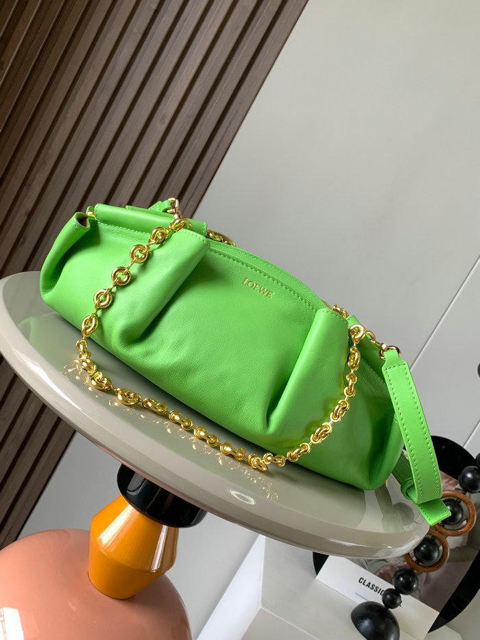 Loewe Paseo Small Leather Chain Shoulder Bag Green L9022