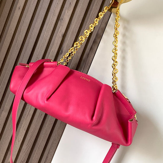 Loewe Paseo Small Leather Chain Shoulder Bag Rose L9022