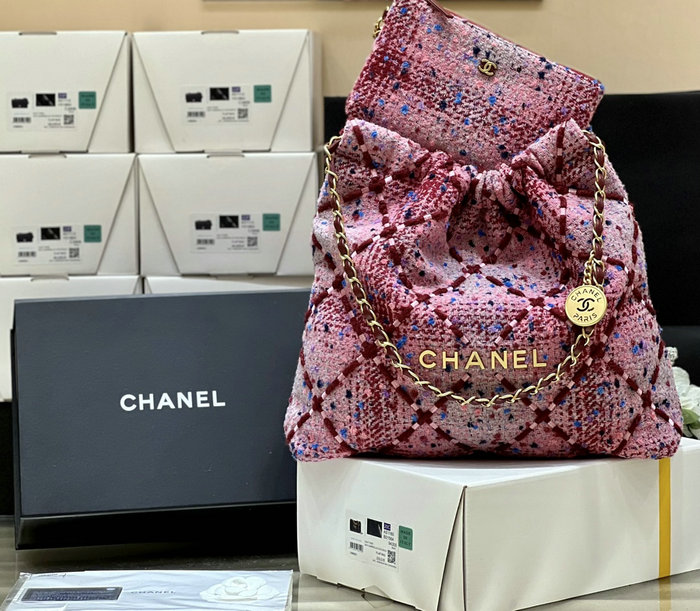 Chanle Tweed Medium 22 Bag Pink AS3261