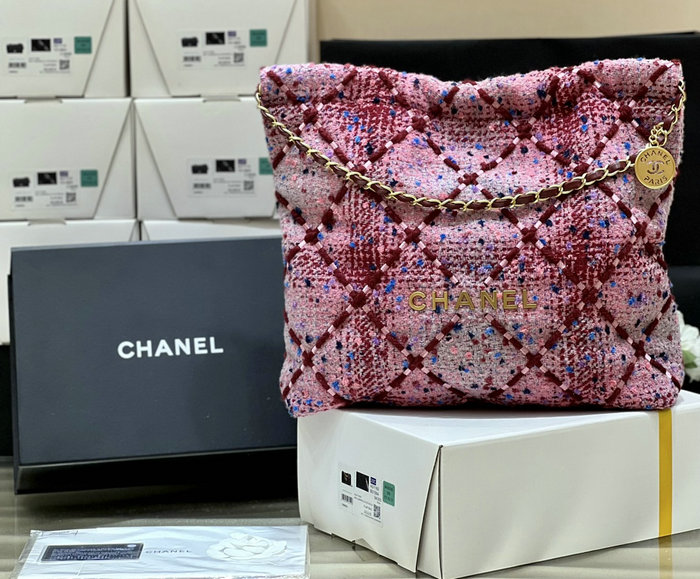 Chanle Tweed Medium 22 Bag Pink AS3261