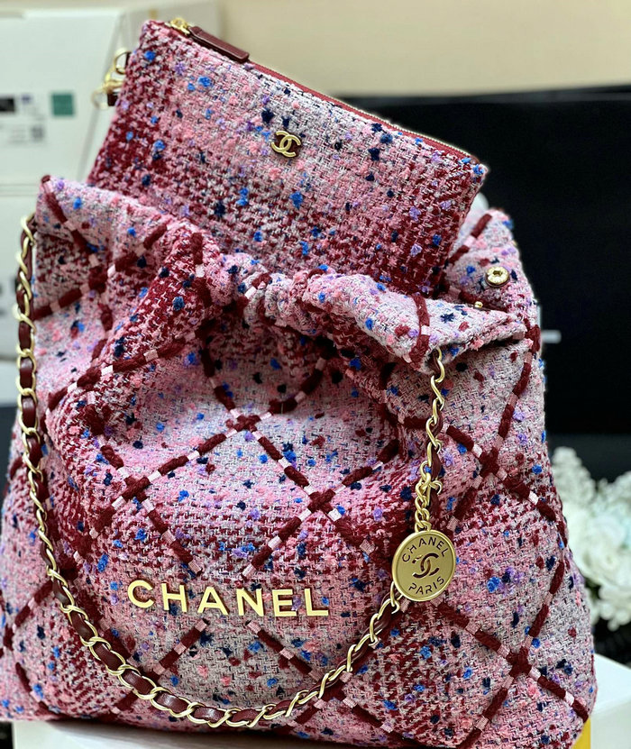 Chanle Tweed Medium 22 Bag Pink AS3261